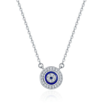 Lucky Blue Eye Clear CZ Pendant Necklace Women Luxury 925 Sterling Silver Jewelry